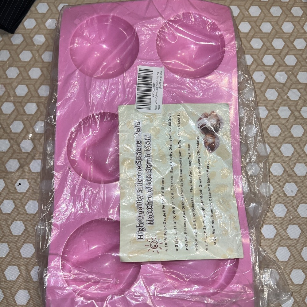 6 Cups Silicone Mold Hot Chocolate Coco Bomb Dome Tray Pink‎